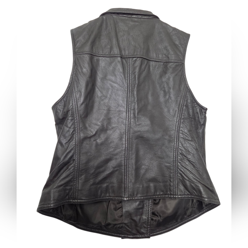 Liz Claiborne brown leather vest zip up large - Picture 2 of 10